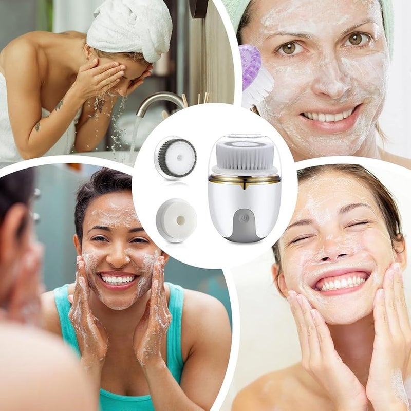 Waterproof Facial Cleansing Brush USB Charging Deep Cleaning With 3 Brush Heads For Men And Women - Image 4